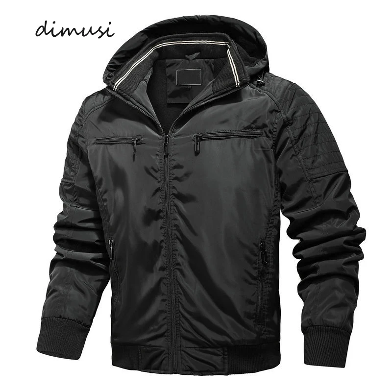 

DIMUSI Winter Men's Bomber Jackets Casual Male Outwear Windbreaker Hooded Coats Mens Fashion Slim Fit Army Warm Parkas Clothing