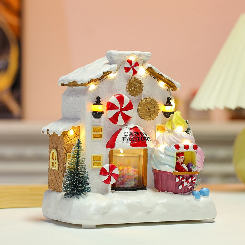 

Christmas Collectible Buildings Elegant Tabletop Decor Candy Factory Models Best Gifts Resin Village Sculpture for Kids Children