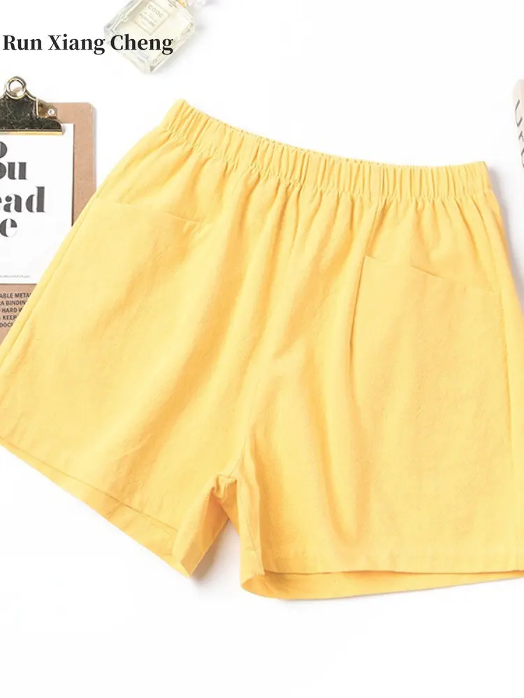 Women's Shorts 2023 Summer New Fashion Cotton and Linen Vintage Slimming Baggy Thin High Waist Wide Leg Harajuku Oversize Casual