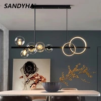 sandyha modern chadelier glass ball magic bean molecule lamp nordic dining room living table kitchen led ceiling hanging light