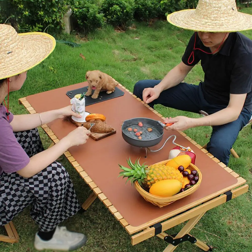 

YOUZI Outdoor Camping Table Mats Waterproof Oil-proof Washable Pu Leather Foldable Roll Desk Pad For Bbq Picnic