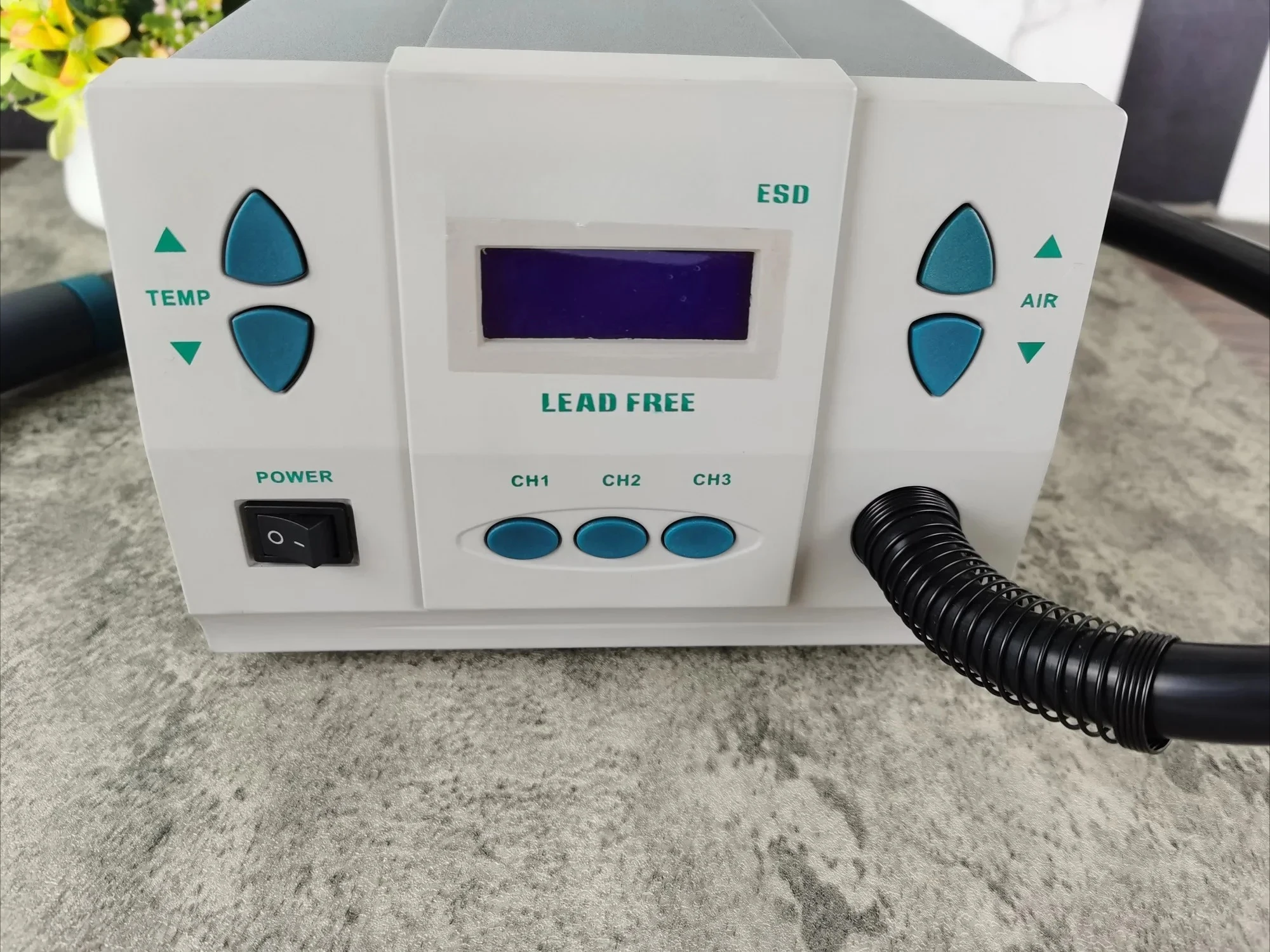 Фото Паяльная станция CE Certified BB 861DW, 220В 1000Вт, с сенсорным ЖК-экраном, термовоздушная ремонтная станция для ремонта печатных плат, телефонов и процессоров №1