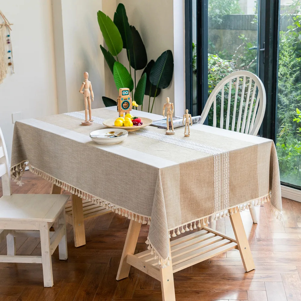 

2022 cotton and linen tassel plain table cloth_Ling295