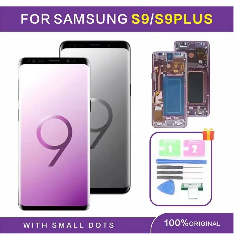 Original Super AMOLED for Samsung S9 LCD S9 Plus Display Touch Screen Digitizer Galaxy S9 plus SM-G960 G965 G9650 LCD with Dots