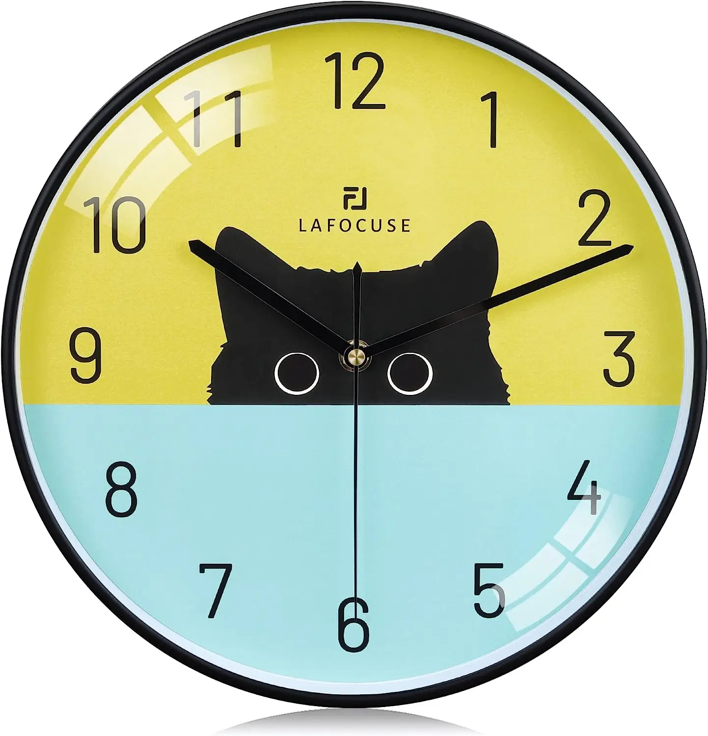 

Reloj de Pared Gato Negro Moderno Silencioso, Multicolor Reloj Fácil de Leer, Bonito Decorativo sin Tictac para Cocina Salon Do