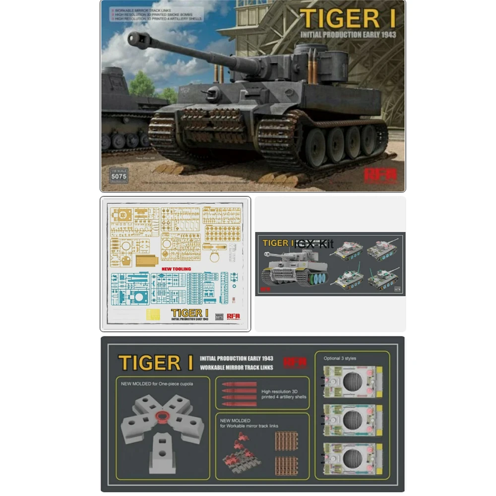 Фото Rye Field 5075 Масштаб 1:35 Tiger I 100 #   Набор для сборки пластиковой модели танка ранней моделировки 1943 года №1
