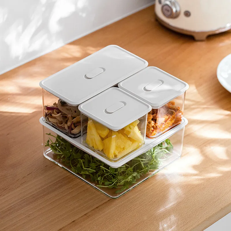 

Refrigerator Fresh-Keeping Box Fruit, Vegetable And Meat Storage Sealed Box With Vacuum Valve Anti-Smell Food Storage Box