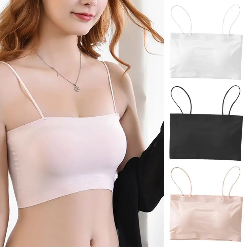 

Летний женский топ на бретельках, сексуальный бюстгальтер, дышащее нижнее белье с вкладышами для груди, бесшовное нижнее белье из вискозы, ж...