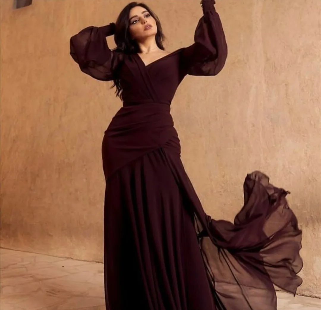 

Женское шифоновое вечернее платье, бордовое плиссированное платье трапециевидной формы с V-образным вырезом, бальное платье для выпусквечерние вечера