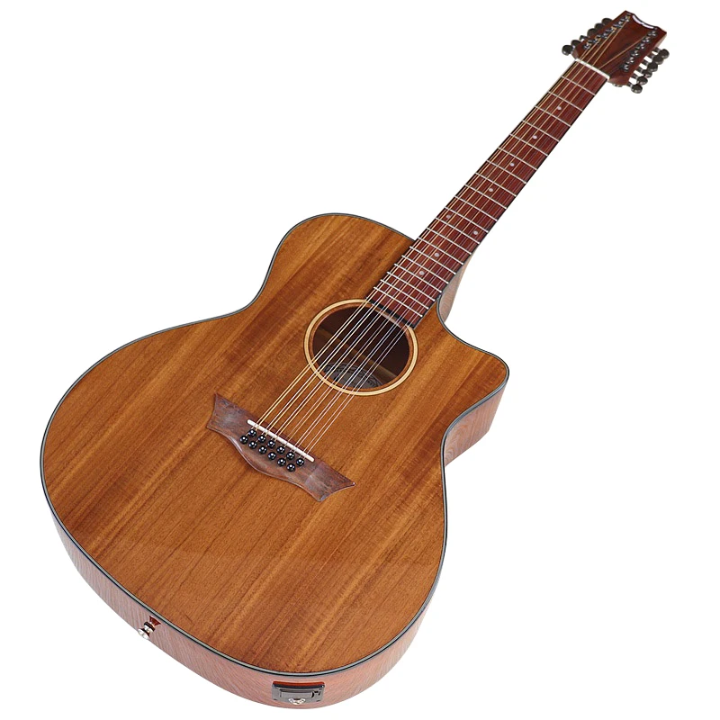 41 zoll Acacia Koa Holz Akustische Gitarre 12 Saiten Cutaway Design Hochglanz Braun Farbe Folk Gitarre Mit EQ