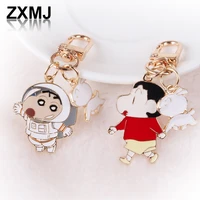 zxmj cartoon couple keychain japanese creative keychains for women cute character puppy pendants schoolbag pendant key jewelry