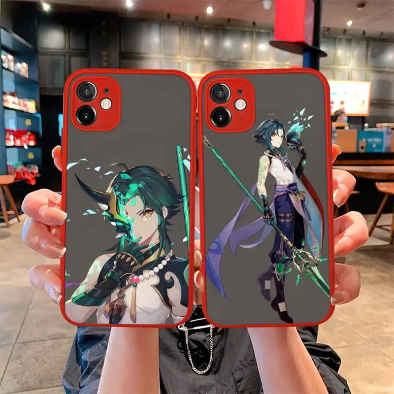 

Xiao Genshin Impact Game Phone Case For iphone 12 11 Pro Mini Max XS X 8 7 Plus SE 2020 XR Matte Transparent Light red Cover
