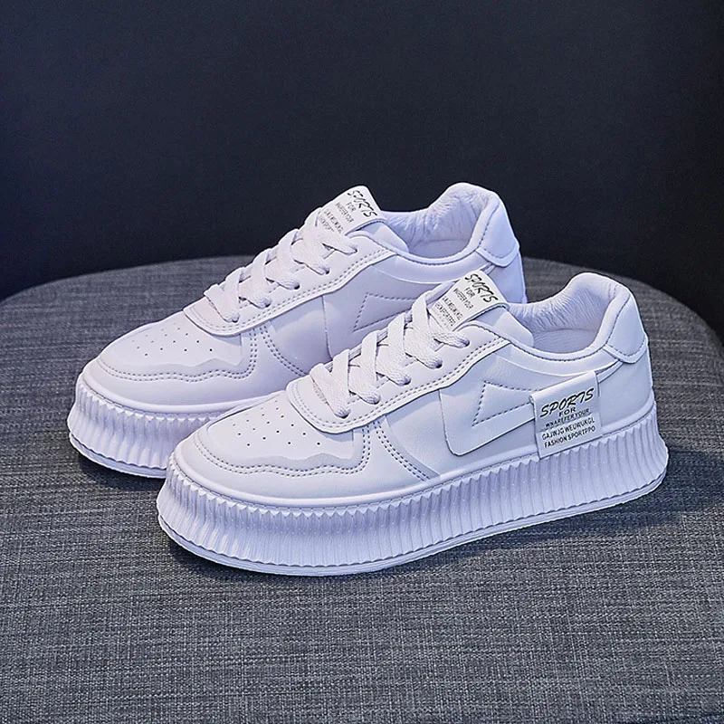 

Женские кожаные туфли на платформе, дизайнерские лоферы на плоской подошве, со шнуровкой, для скейтборда, осень 2022