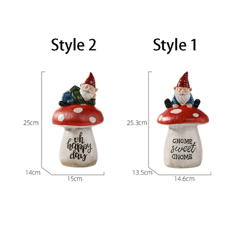 Crafts Resin Dwarf Sitting Mushroom Ornament Cute Creative Elf Sculpture Cartoon Waterproof Miniature Figurine Courtyard