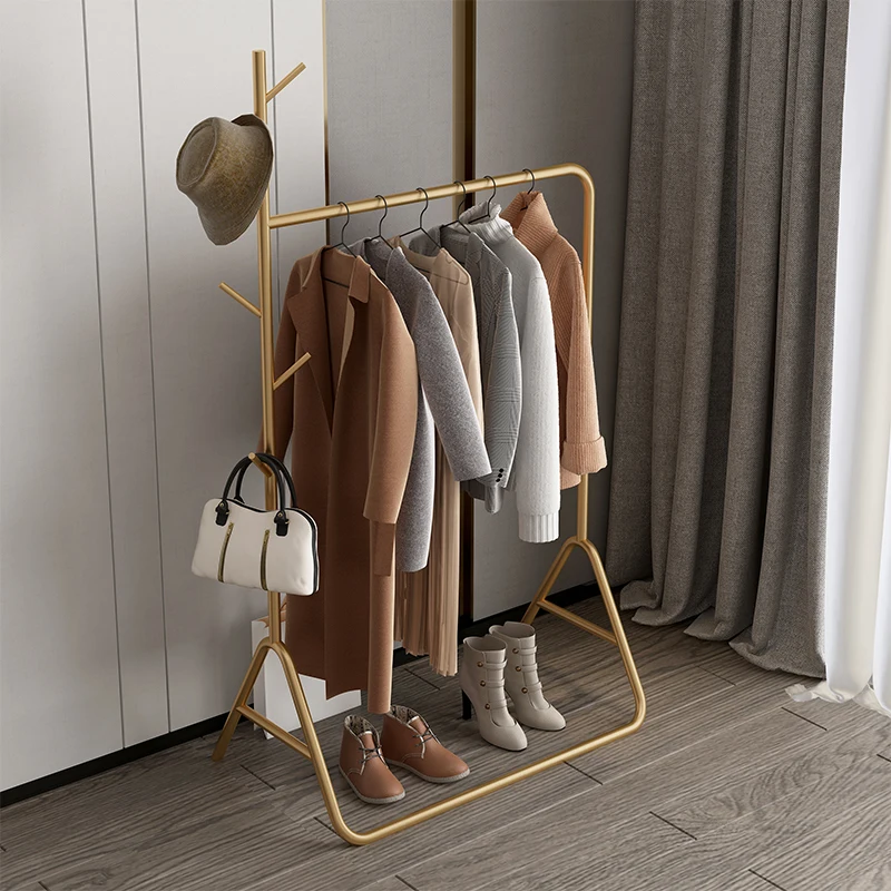 

Aesthetic Boutique Clothes Rack Gold Metal Drying Laundry Clothes Rack Clothing Hallway Rack Para Ropa Furniture Living Room