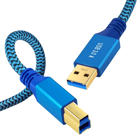 AIXXCO 1M 2M 3M 5M USB 3.0 Тип A к USB3.0 Тип B Кабель принтера Высокоскоростной квадратный порт Дані Подключение компьютера