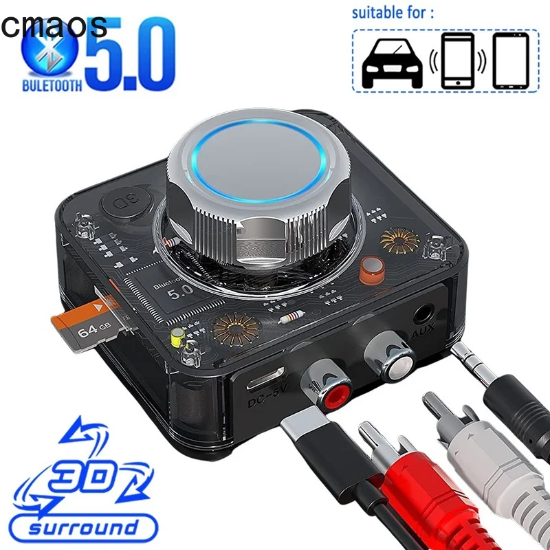 

Bluetooth 5.0 Audio Receiver 3D Stereo Music Wireless Adapter TF Card RCA 3.5mm 3.5 AUX Jack For Car kit Wired Speaker Headphone
