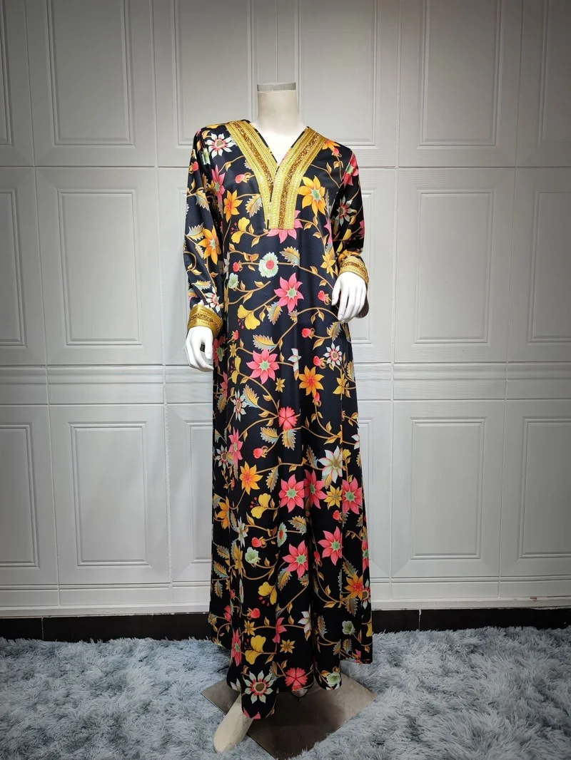 Ramadan Kaftan Turkey Muslim Print Hijab Dress Women Caftan Marocain Evening Dresses Eid Islam Clothing Robe Femme Abaya Dubai