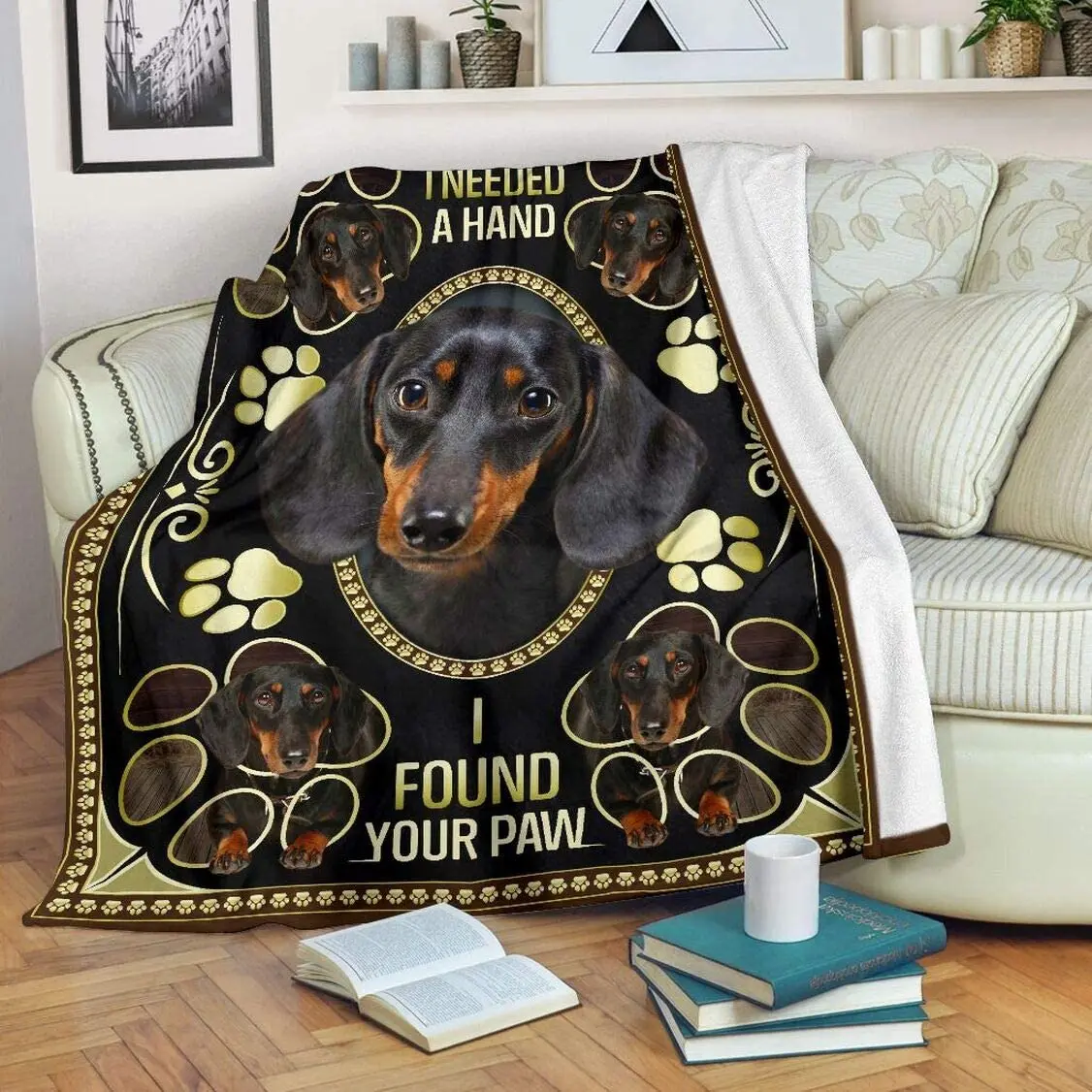 

When I Needed A Hand I Found Your Paws Dachshund Blanket Throw Blanket Sofa or Bed Throw Soft Fuzzy Plush Gift Comfy Seasons