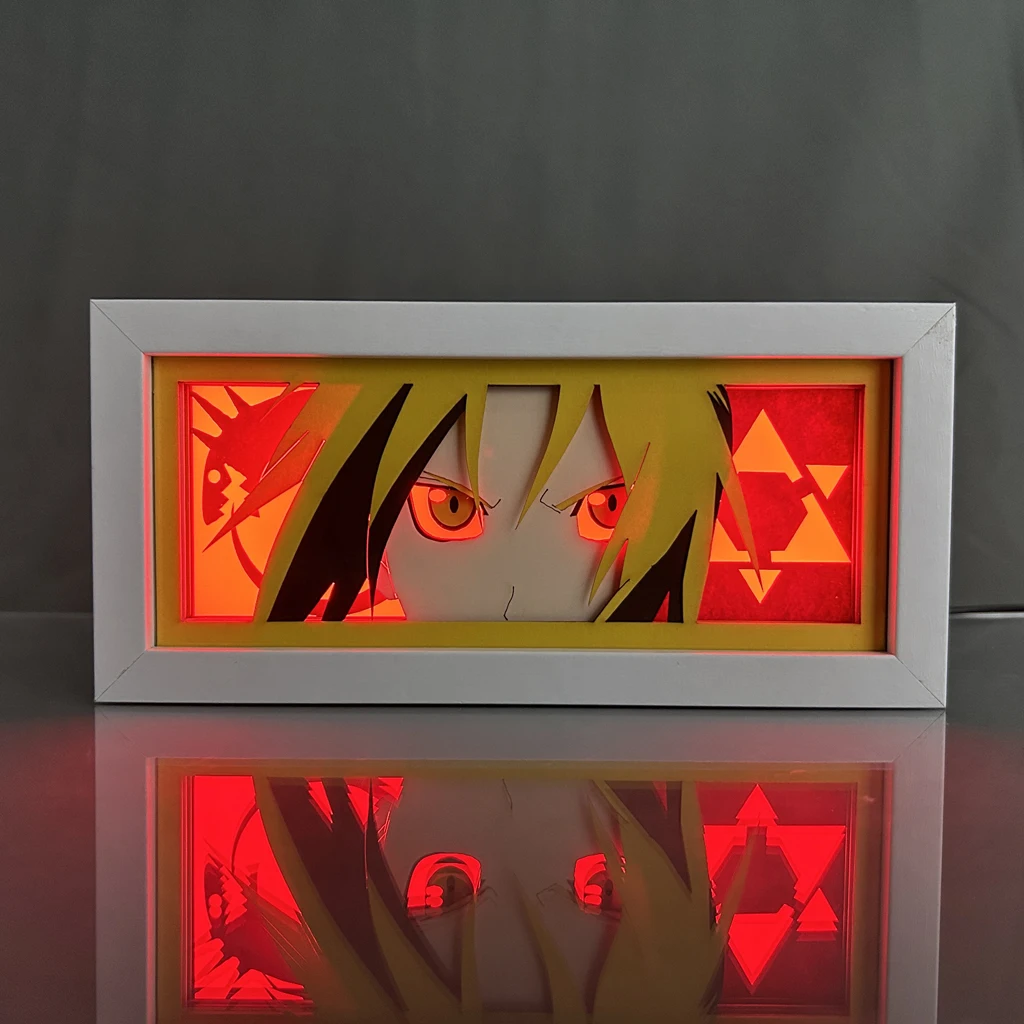 

Paper Cut Anime Led Light Box Fullmetal Alchemist Edward Elric Lightbox for Bedroom Decor Desk Light Birthday Gift Table Lamps