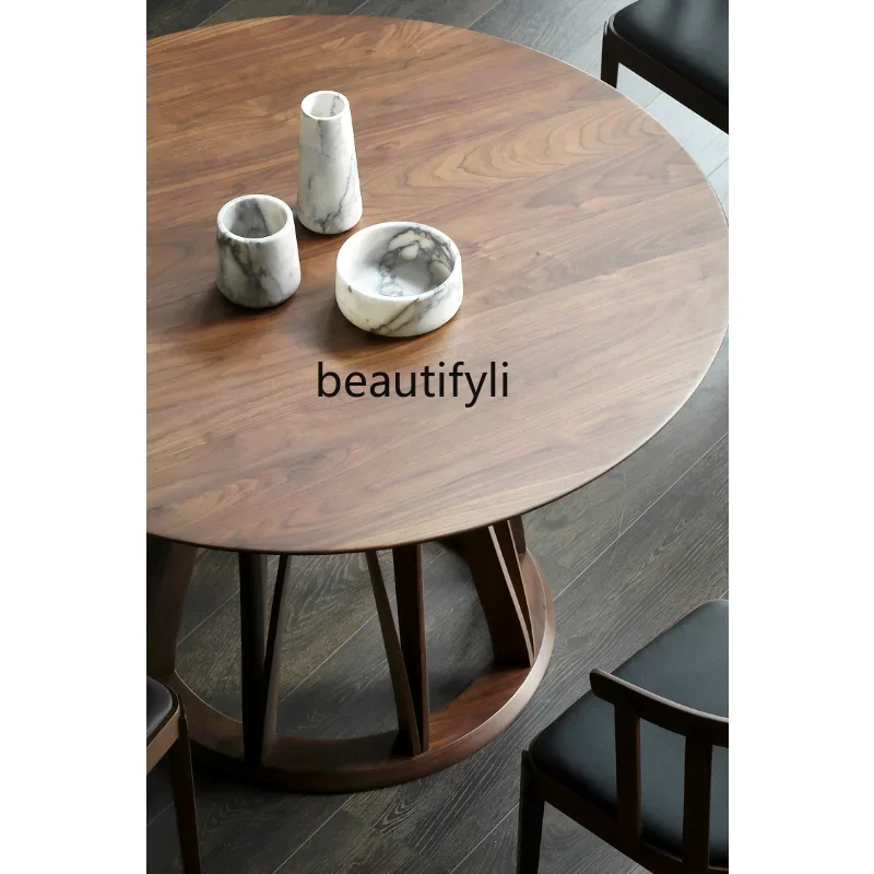 R11 Северная Америка Черный орех Деревянный круглый стол Обеденные столы и стулья