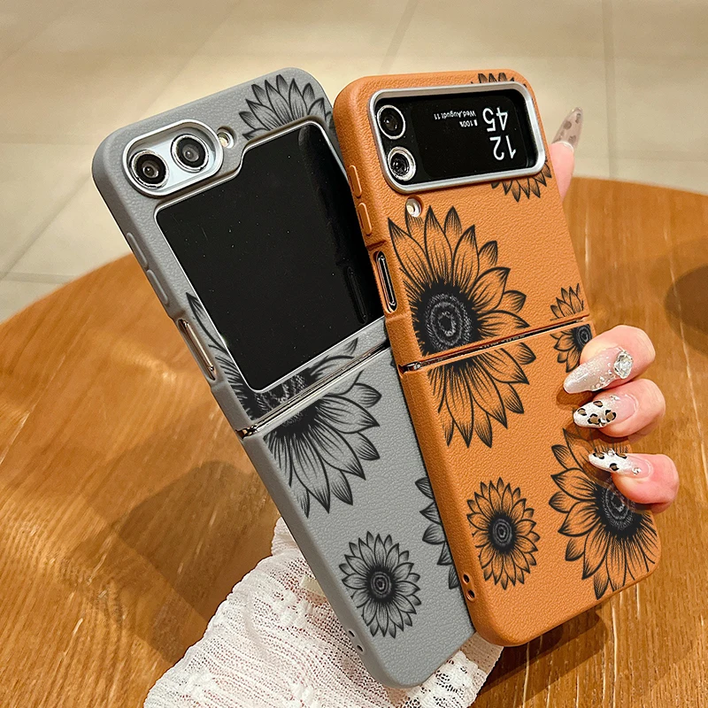 Чехол с рисунком подсолнуха для Samsung Galaxy Z Flip6 Flip5 Flip4 Flip3 магнитный чехол Magsafe