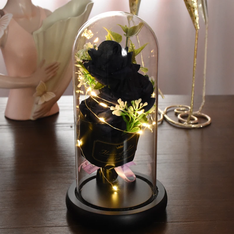 Роза светодиодный ном стеклянном куполе искусственные цветы вечная роза красная