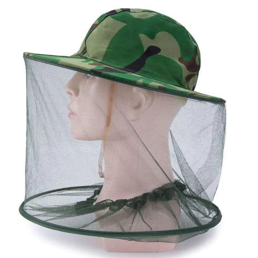 

Mosquito Prevention Gauze Hat Camouflage Camo Yellow Beekeeping Hat Camo Green 58cm Head Circumference Face Protection Cap