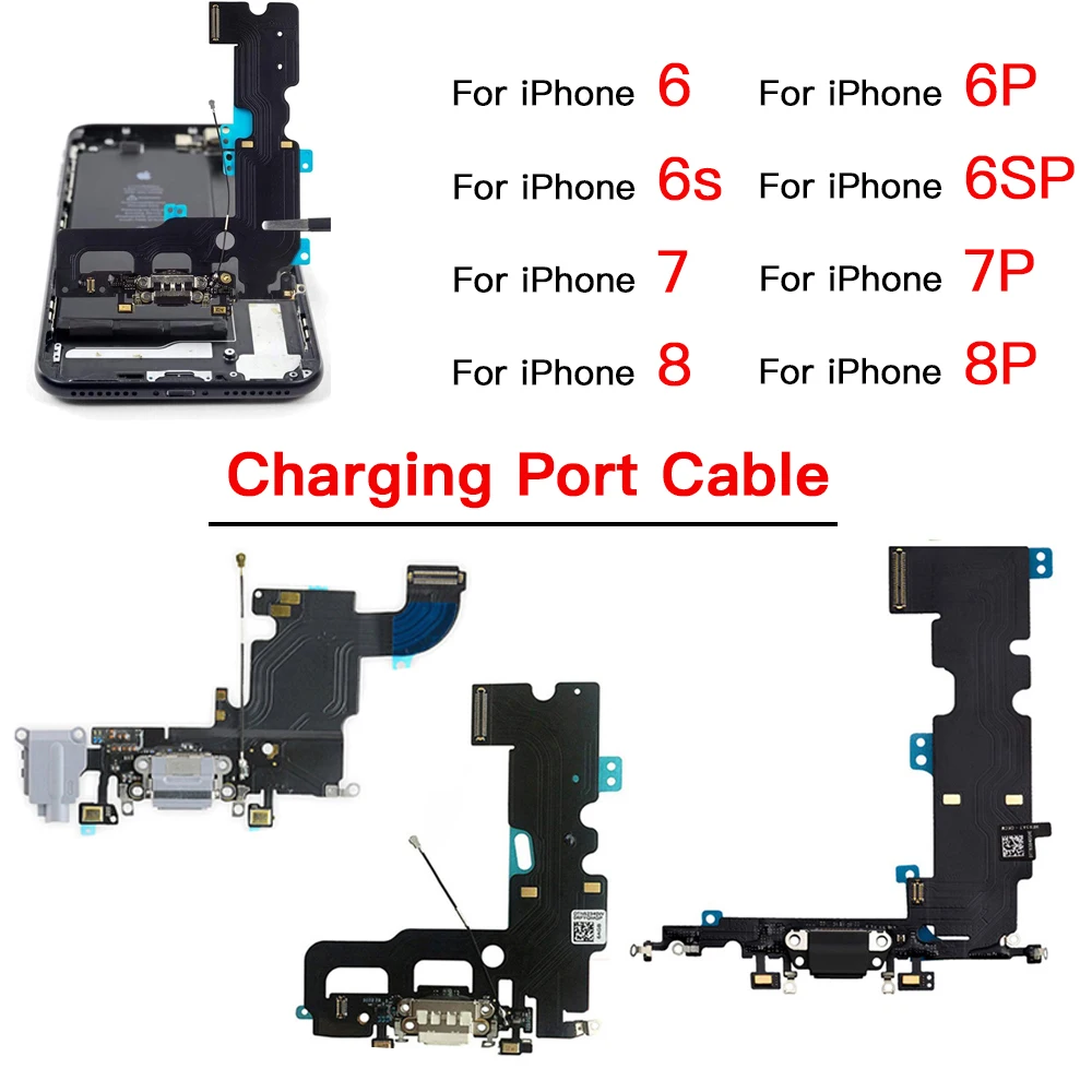 

Charging Port Flex For iPhone 6 6s 7 7P 8 Plus USB Dock Charger Connector Data Flex Cable Headphone Jack Ribbon Replacement