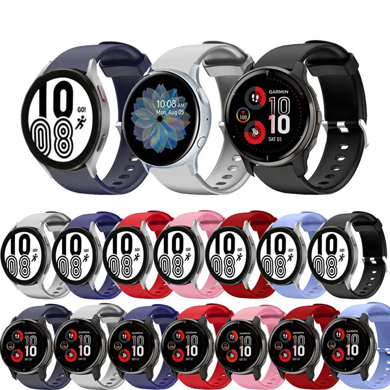 

Ремешок 20 мм для Samsung galaxy watch 4 40 мм 42 мм 46 мм Active 2 40 мм 44 мм, спортивный браслет для Gear, браслет на запястье для Garmin CAME 2 Plus SQ