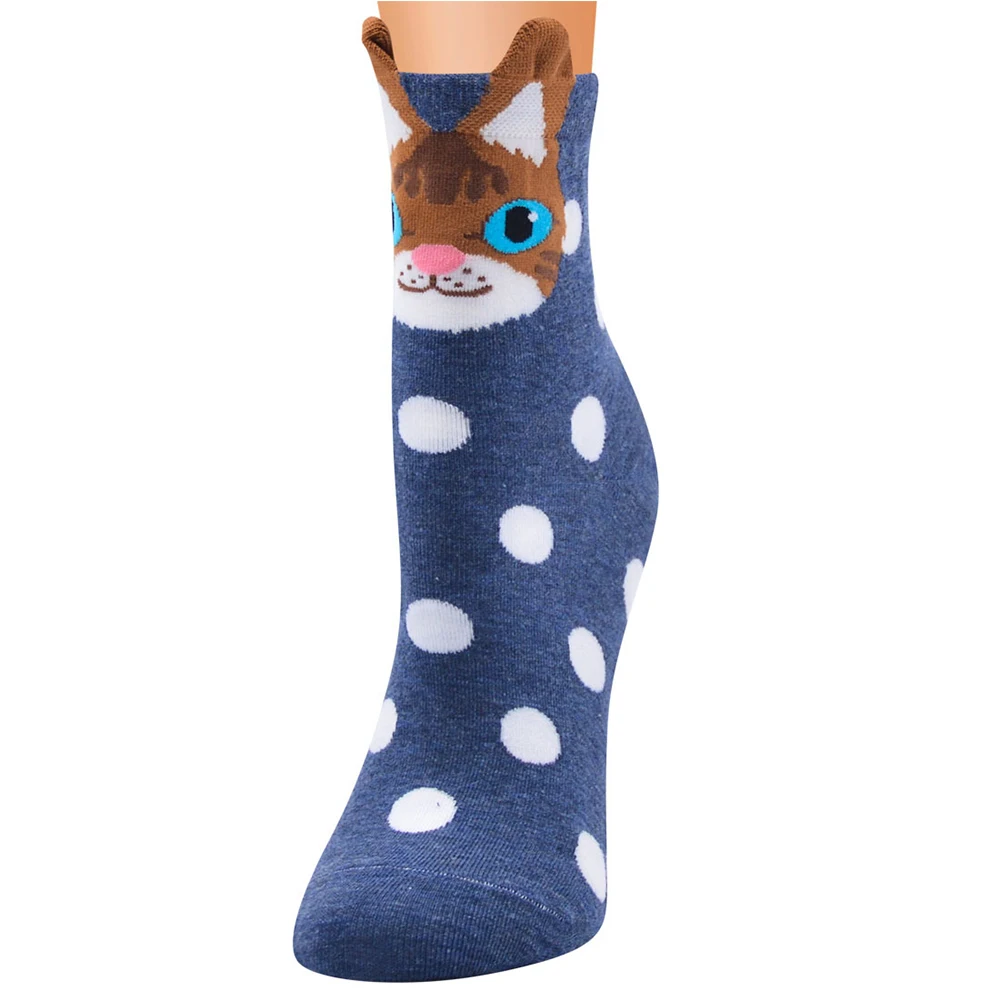 12pairs/Lot Women Cotton Solid Color Dots Colorful Fashion Sock Striped Animal Cat Pattern Cartoon Casual Middle Tube Knit Socks