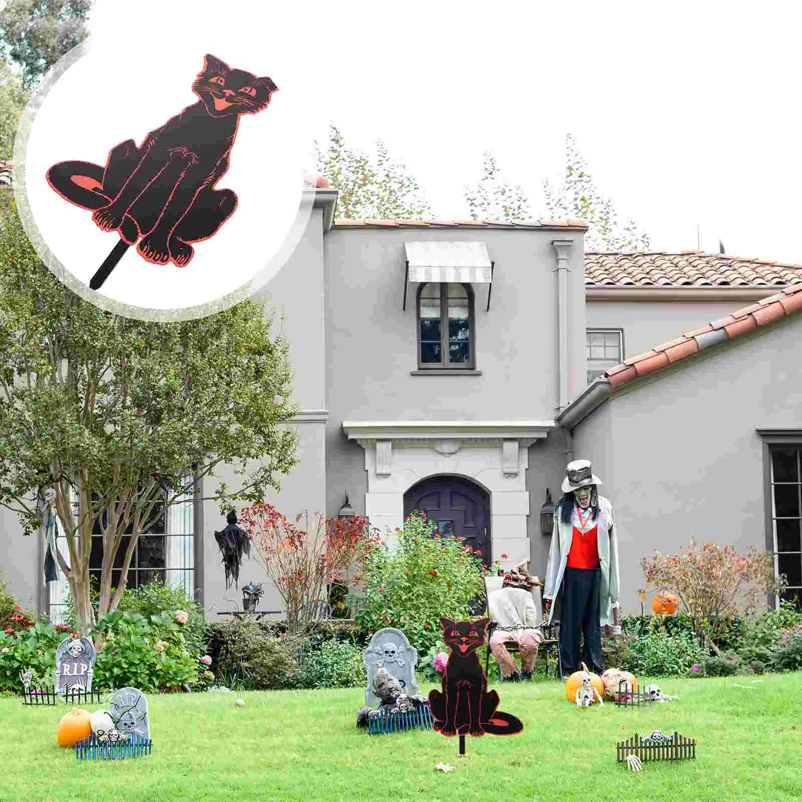 

Yard Stake Decorations Sign Stakes Halloween Garden Ornament Mini Haunted House