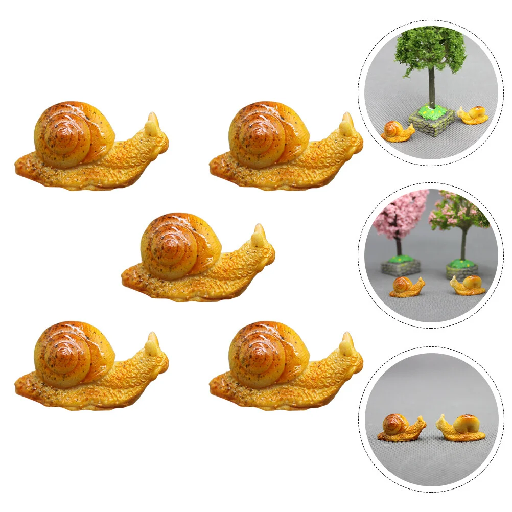 

5 Pcs Simulation Little Snail Miniature Fairy Figurines Decorations Resin Child