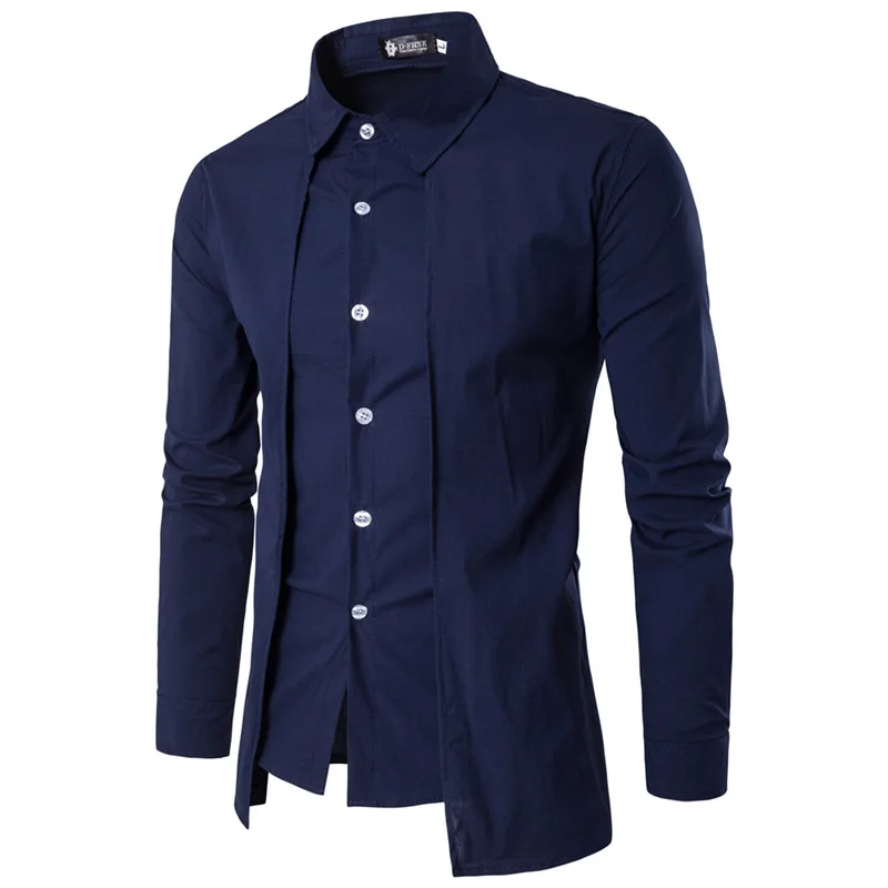 Fake Two Piece Shirt For Men 2022 New Arrival Spring Autumn Male Shirt Top Formal Wear Fashion Korean Style Hot Sale S29