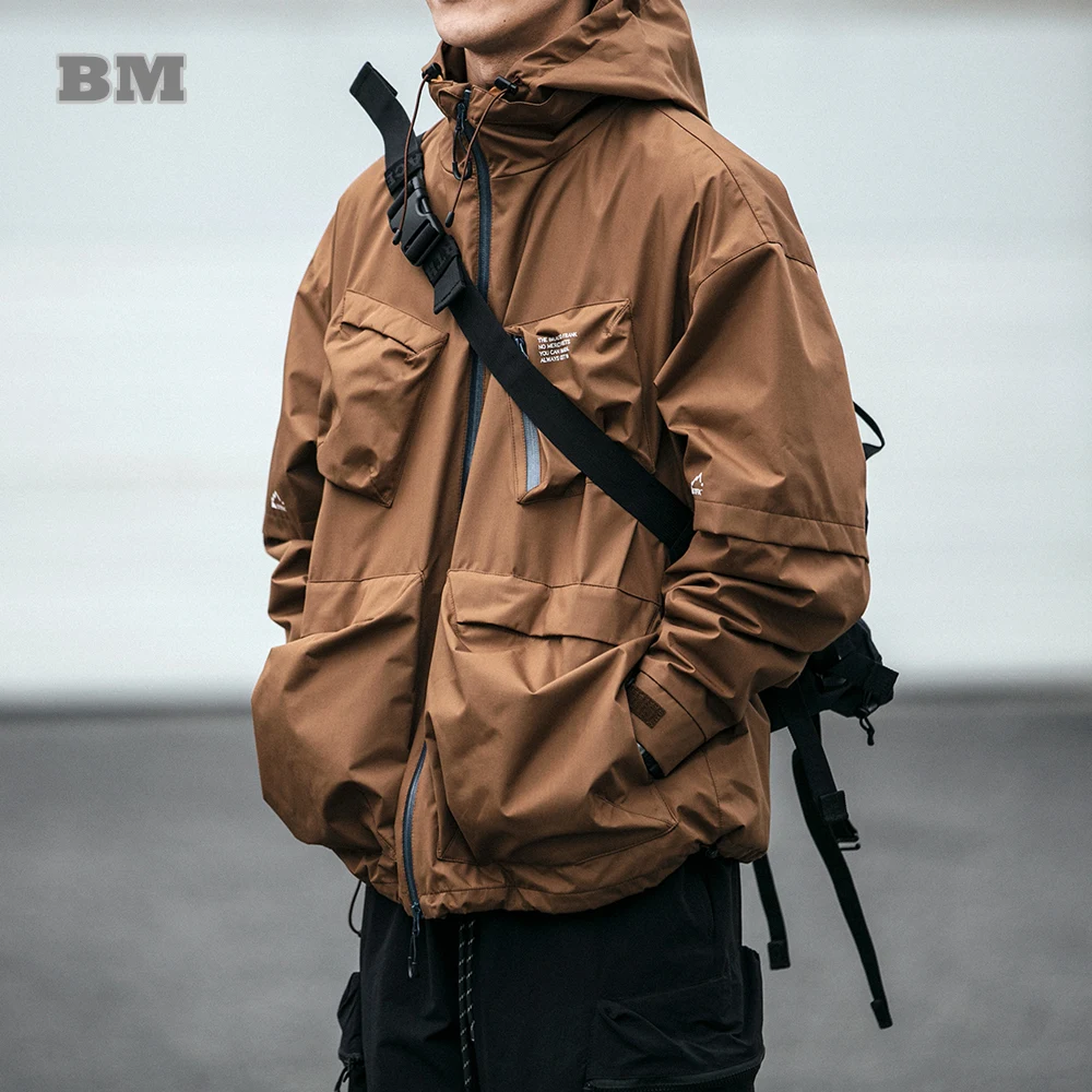 Куртка мужская тефлоновая с капюшоном ветровка уличная одежда свободная