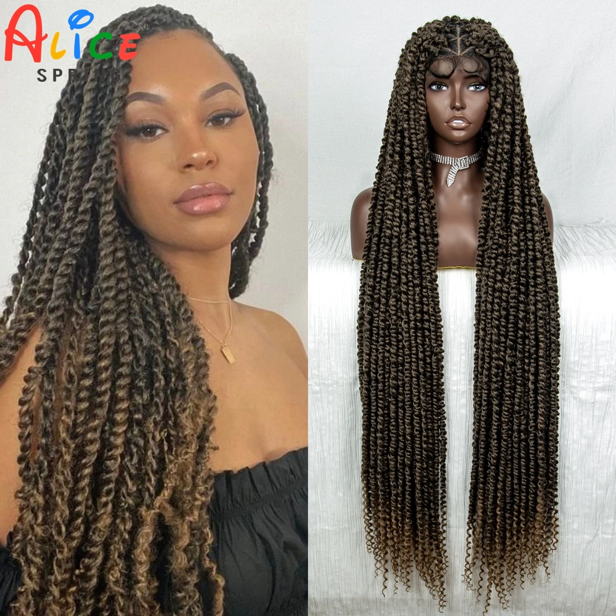 

40 Inches Faux Locs Braided Wigs Synthetic Full Lace Front Wigs for Black Women Dreadlocks Braiding Wig Knotless Box Braded Wig