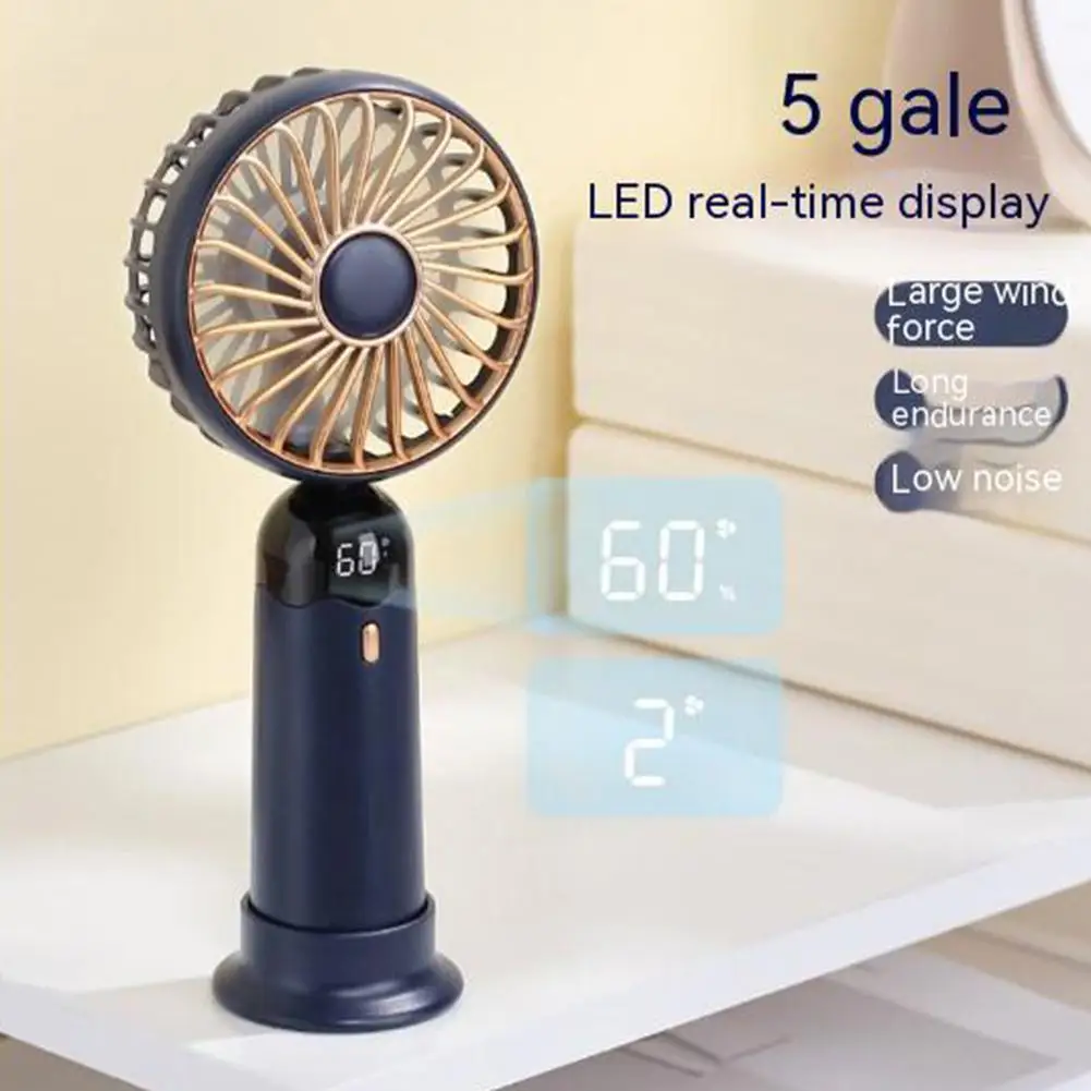 

Portable Handheld Usb Mini Fan 5 Adjustable Speeds Rechargeable Digital Display Cooling Air Cooler