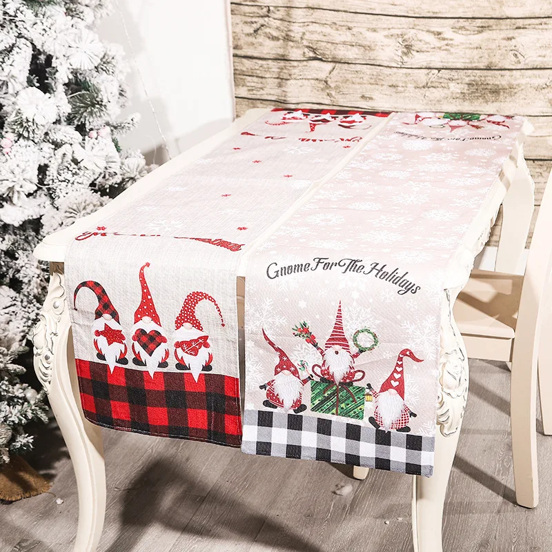 

LUCIDDREAM 180cm Stain Resistant Plaid Table Runner Cartoon Forest Man Cotton Linen Tablecloth Home Party Decor Home Table Flag