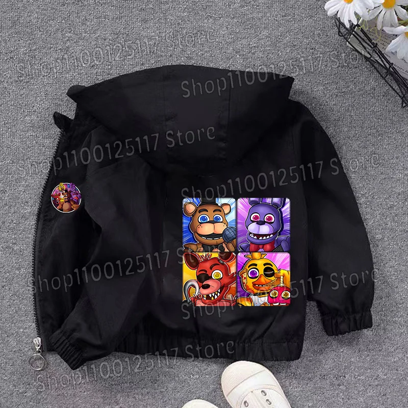 Фото Куртка с капюшоном Fnafs для мальчиков и девочек, пальто Five Nights Freddys, детская осенне-весенняя верхняя одежда, спортивная одежда с длинными рукавами, подарок на день рождения №5