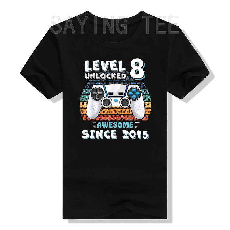 

Level 8 Unlocked Awesome Since 2015 Eight-Birthday T Shirt Son Boy Funny Gamer 8th 8 Years Old Birthday Tee Tops Gift Idea