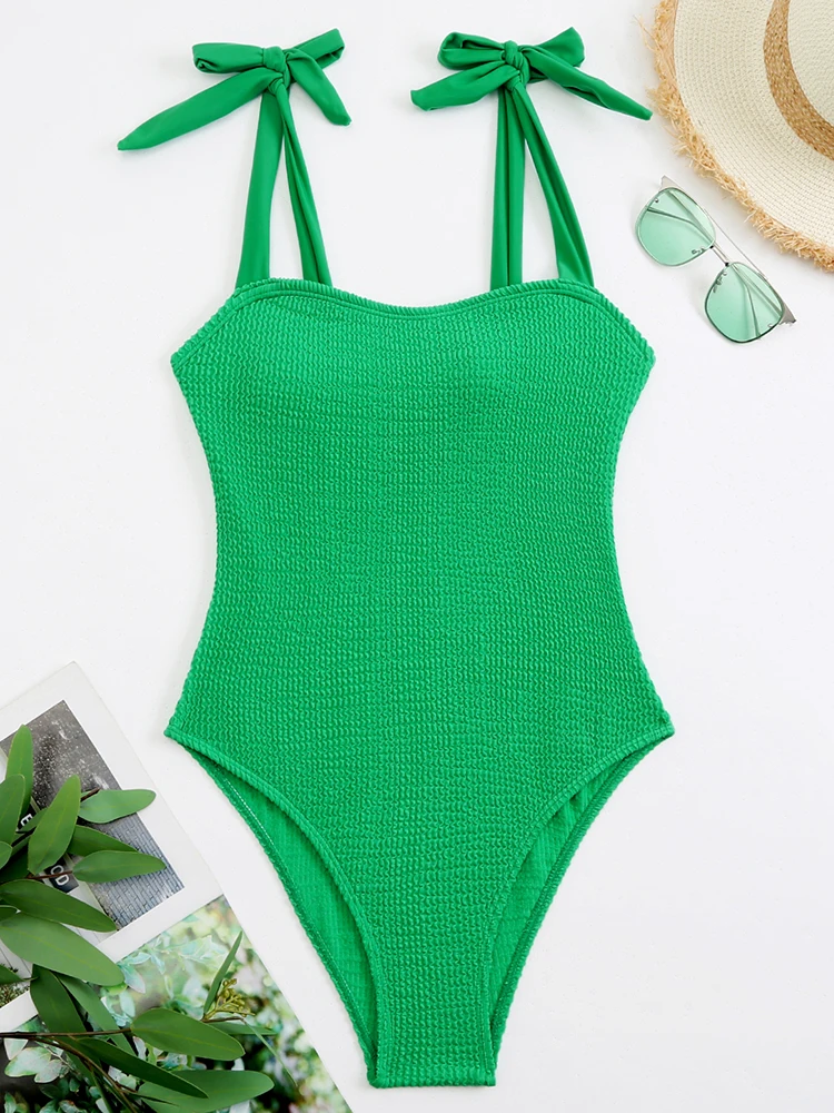 Riseado текстурированный Цельный купальник 2023 сексуальный женский с завязками на