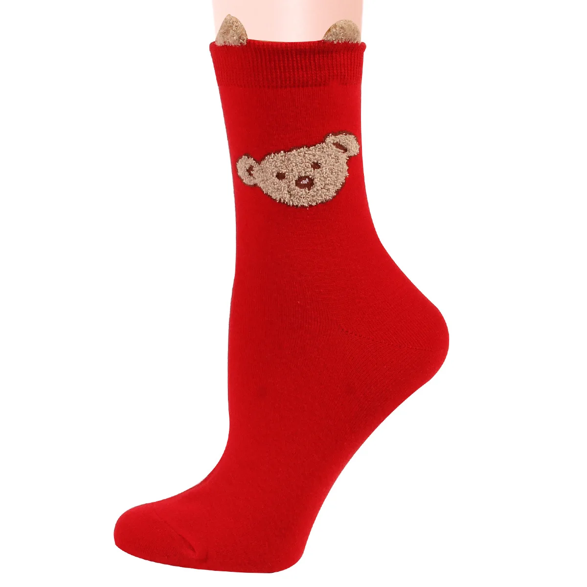 New Plush Ear Christmas Socks Cute Snowflake Elk Christmas Women's Cotton Socks 12 Pairs