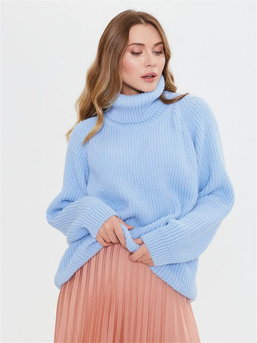 

Women's Simplee Sweater Turtleneck Solid Color Warmth Loose Knit Fashion Pullover Basic Style Inner and Outer Wear Women's Top