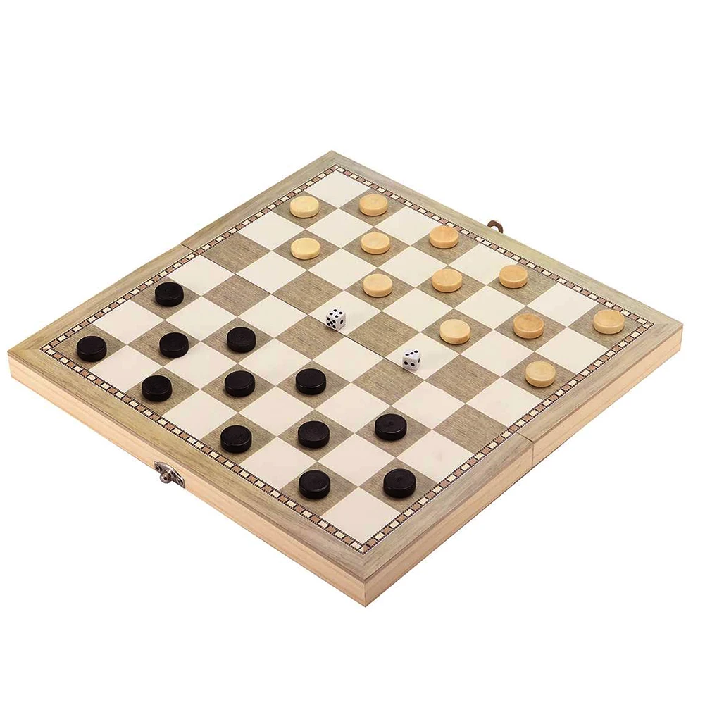 

3 In 1 Entertainment Foldable Gift Beginner Kids Chess Board Set Wooden Games Adult Travel Learning Toy Backgammon Portable