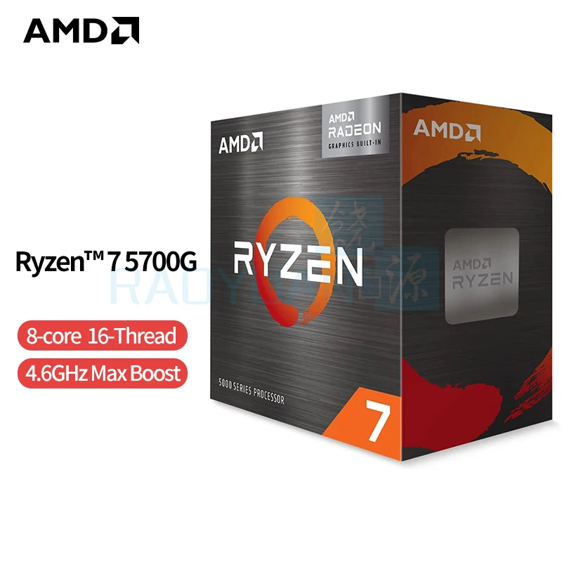 

AMD Ryzen 7 5700G R7 5700G 3.8GHz Eight-Core 16-Thread 65W CPU Processor L3=16M 100-000000263 Socket AM4 New and have fan