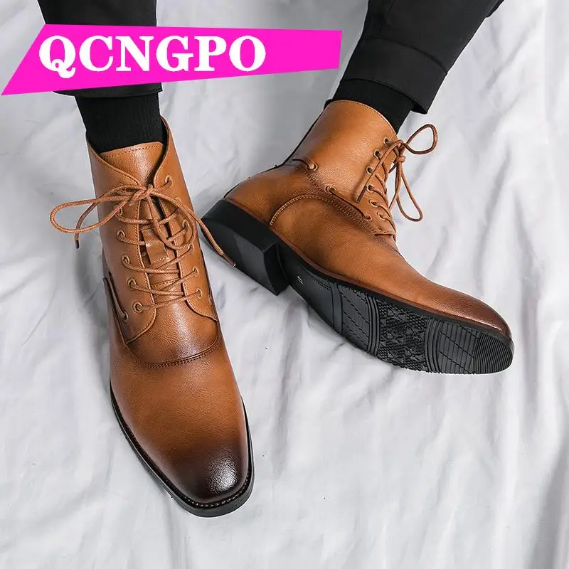 

Laces boots men's winter boots retro boots Medium Cut ankle boots short boots leather boots casual boots vintage boots