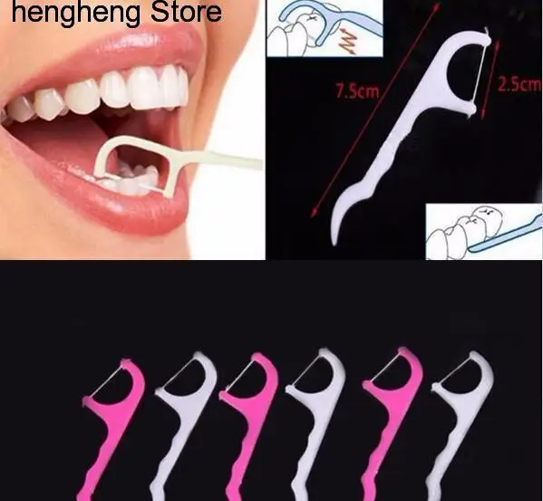 100pcs Dental Floss Interdental Brush Teeth Stick Toothpicks tooth thread Floss Pick escarbadientes tandenstokers B008-4