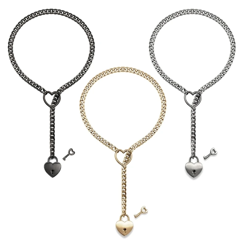 Модное ожерелье-лариат с замком в форме сердца массивное ожерелье стиле панк-рок