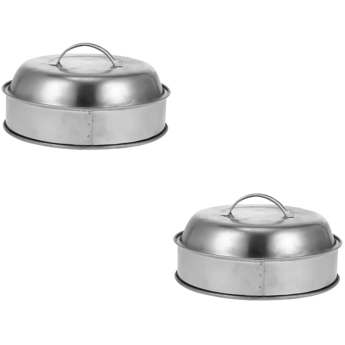 

2 Stainless Steel Cooking Dome Lid Universal Pot Cover Thick Pot Lid )