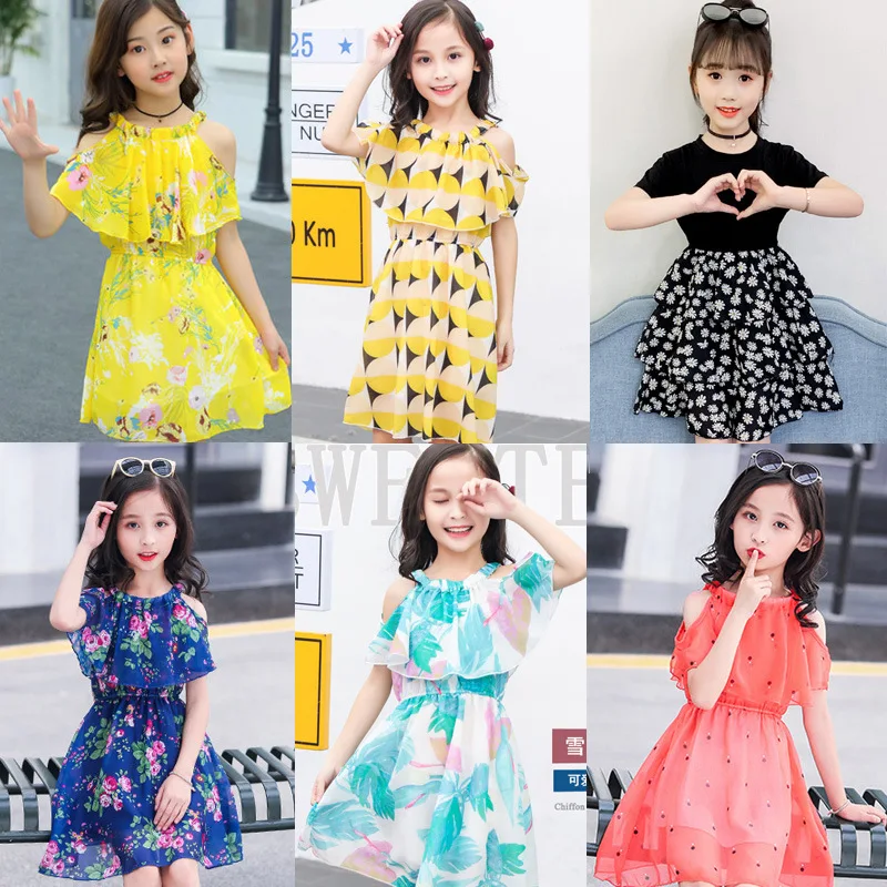 

Children's Girls' Dresses Summer Print Halter Strapless Waist-skimming Child Skirt Children's Princess Skirt